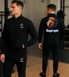 Polyester Printed Tracksuit for Men, Black 