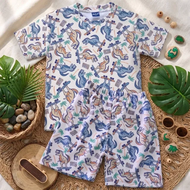 Cute Baby Clothing Set for Boys (Cream, 7-8 Y)