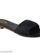 Shoetopia Solid Black Comfort Open Toe Sandals 