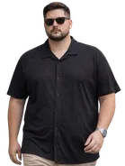 Cotton Blend Solid Shirt for Men, Black 