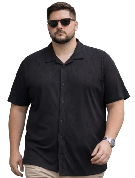 Cotton Blend Solid Shirt for Men, Black (6XL)