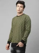 Rigo Men's All Over Printed Round Neck Fleece Sweatshirt 