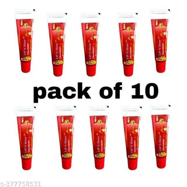 Lip N Sine Strawberry Lip Balm (10 g, Pack of 10)