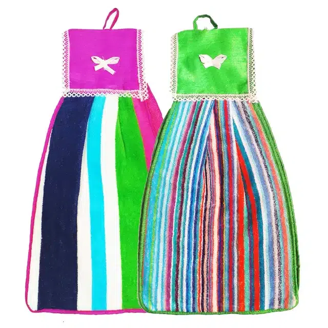 Cotton Hanging Hand Towel (Multicolor, Pack of 2)