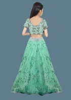 Net Embroidered Semi Stitched Lehenga for Girls 
