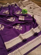 Litchi Silk Zari Woven Saree for Women, Purple 