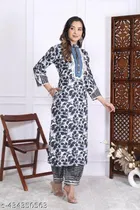 Cotton Printed Kurti with Pant for Women 