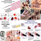 Nail Art Kit Combo of 48 Pcs Glass Bottles Glitter Stones + 100 Nails + 02 Nail Tapes + 5 Nail Art brush + 2 Nail Dotting Pen with 2 Glue