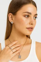 Elegant Rose Gold Plated Pendant Set with Crystal Stones 