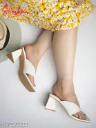 Shoetopia White Synthetic Block Heel Square Toe Mid-Top Sandals 