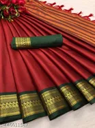 Cotton Silk Zari Woven Saree for Women 