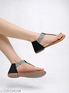Shoetopia Black Flat Sandals 