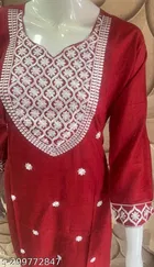 Rayon Slub Embroidered Kurti for Women 