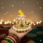 Metal Decoretive Pooja Thali, Multicolour Pack of 1