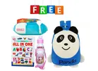 Combo of Fabric School Bag, Water Bottle, Lunch Box with All in One Book for Kids 