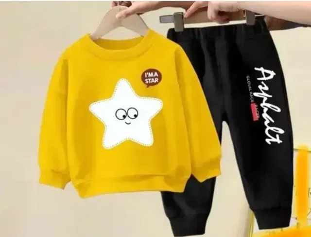 Hosiery Clothing Set for Kids (Yellow & Black, 18-24 Months)