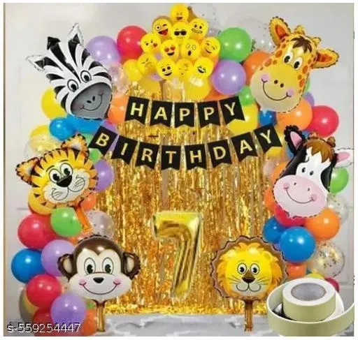 14 Pcs 7th Birthday Decoration kit, Multicolour, Set of 1