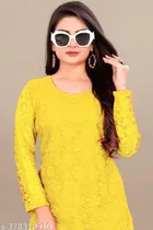 Net Kurti for Women,  Yellow  