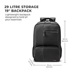 Gear Vintage 4, 29L Water Resistant Anti Theft Faux Leather Laptop Backpack for Men & Women, Black