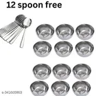 Stainless Steel 12 Pcs Bowls with 12 Pcs Spoon 