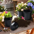 Plastic Round Gardening Planters, Pack of 12 Black