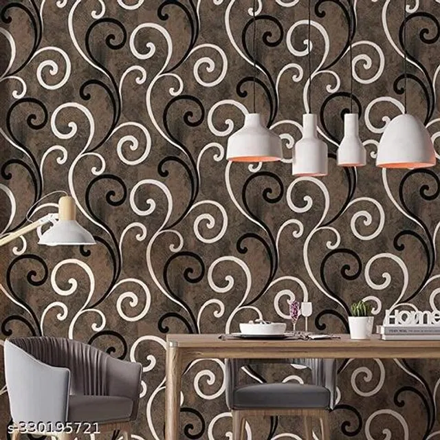 Bliss Vinyl Wallpaper for Home (Brown, 45x220 cm)