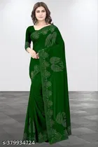 Georgette Saree for Women, Green 