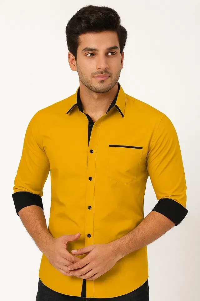 Full Sleeves Shirt for Men (Mustard, XL)