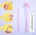 5 Pcs Unicorn Pen Pencils With Fur Pen 6In1 Pencil 
