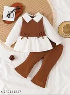 Cotton Blend Clothing Set for Girls, Brown 