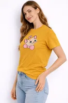 Cotton Blend Printed T-shirt for Men, Mustard 