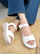 Shoetopia White Solid Platform Sandals 