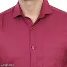 Cotton Blend Solid Shirt For Men, Maroon 