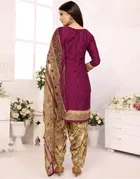 Floral Print Crepe Unstitched Suits Fabric for Women, Purple 