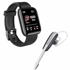 Combo D116 Plus Smart Bracelets Fitness Band With Hm1000 In-Ear Wireless Bluetooth Headset
