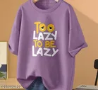 Cotton Blend Printed T-Shirt for Women, Purple 