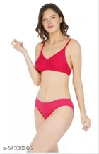 Cotton Blend Solid Lingerie Set for Women 