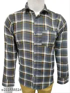 Cotton Blend Checked Shirt for Men, Grey 