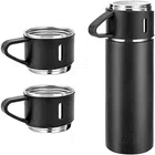 Stainless Steel Vacuum Flask with 2 Cups (Multicolor, 500 ml) (Set of 1)