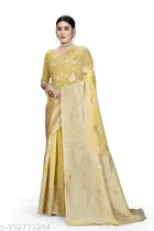 Linen Zari Woven Saree for Women 