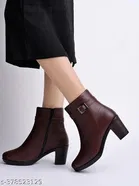 Shoetopia Solid Pu Mid-Top Boots 