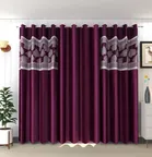 Polyester Curtains for Door (Purple, 7 Feet) (Pack of 3)