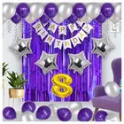 8th Happy Birthday Balloon Decoration Kit, Purple, Set of 1