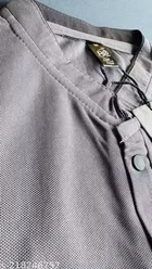 Poly Cotton Mandarin Collar T-shirt for Men, Grey 