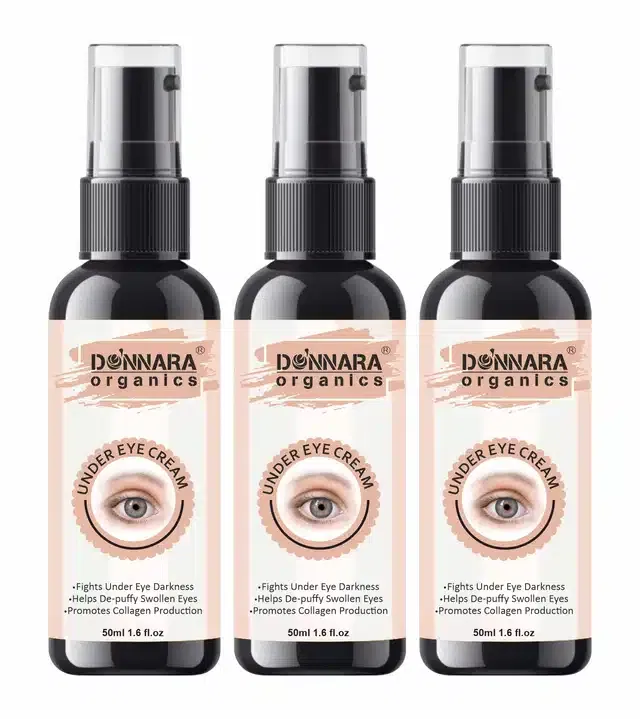 Donnara Organics Under Eye Cream to Remove Dark Circles, Wrinkles & Fine Lines (Pack of 3, 50 ml)