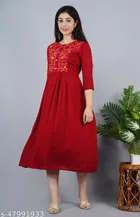 Rayon Embroidred Anarkali Kurti for Women 