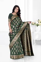 Jacquard Woven Design Saree for Women, Green 
