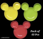 Plastic Plates for Kitchen, Multicolor, Pack of 3