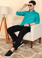 Polycotton Solid Shirts for Men, Teal 