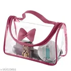 Astute Transparent Bow Tie Design Make Up Pouch, Pack Of 1, Transparent